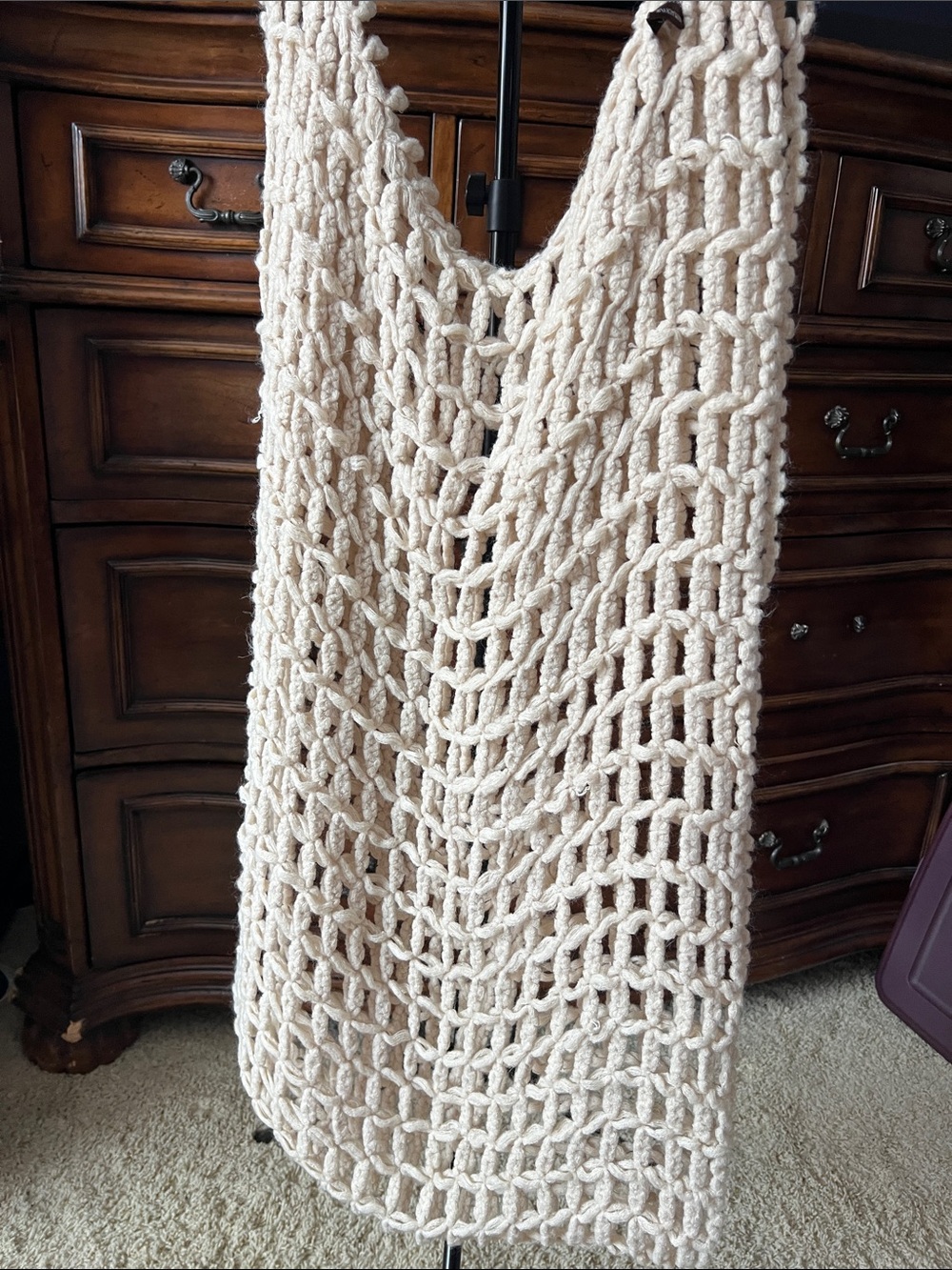 Handmade Chunky Crochet Vest in Cream